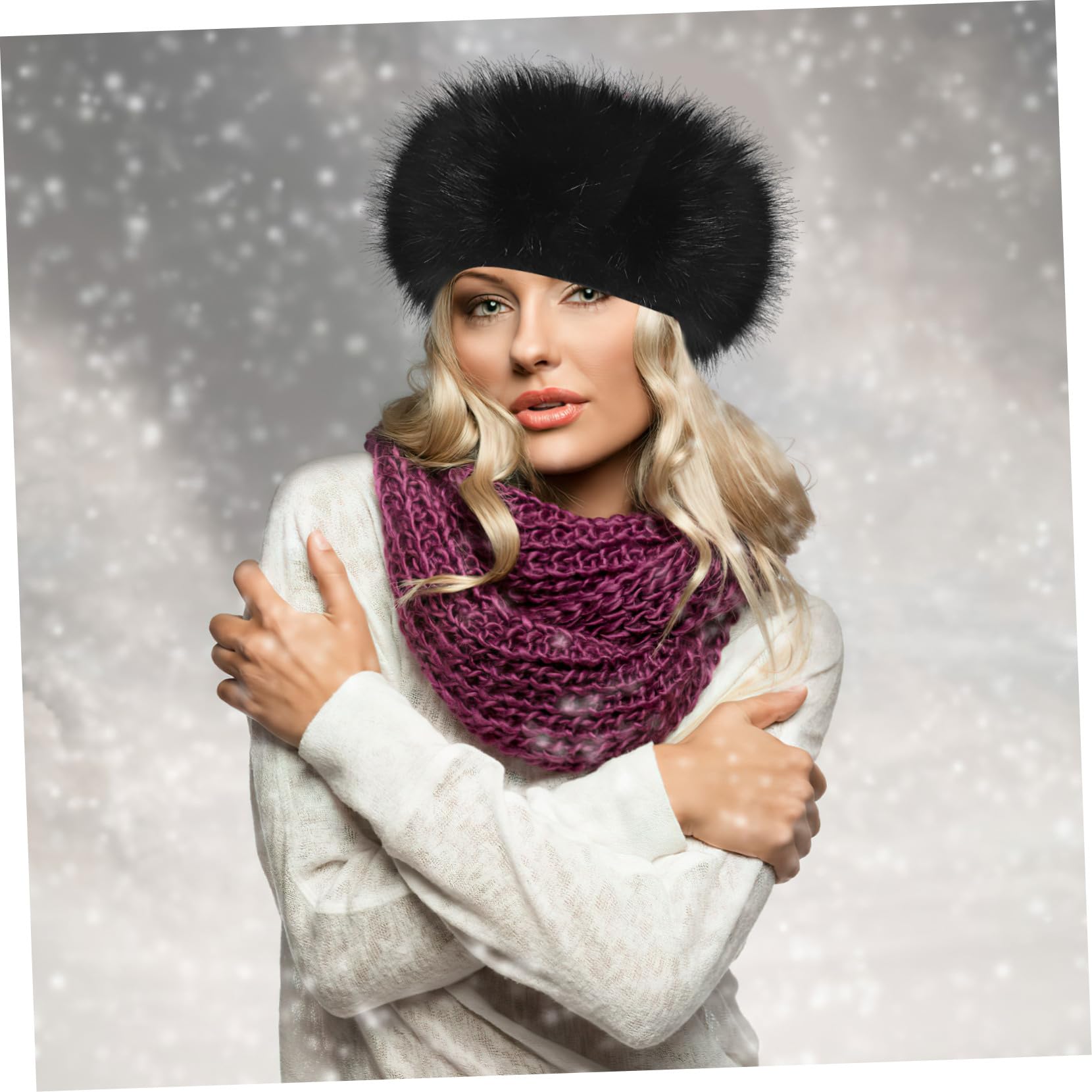 5pièces Bandeau Fausse Pour Femmes Accessoire Capillaire Chaud Et Élégant Parfait Pour Hiver Sorties