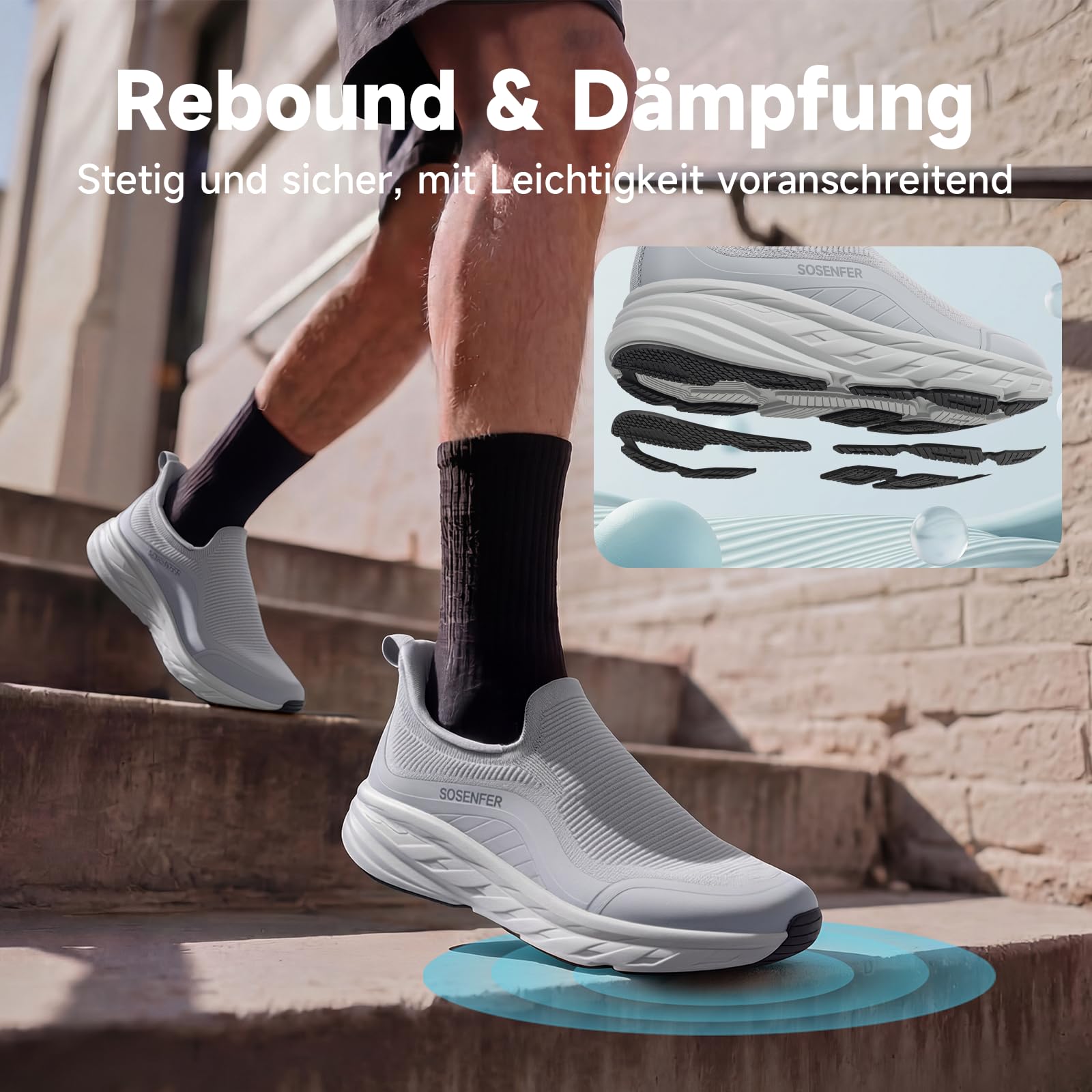 Sosenfer Męskie buty trekkingowe, wsuwane, bez sznurowadeł, oddychające, wolne ręce, lekkie buty do biegania po ulicy, rozm. 40-46