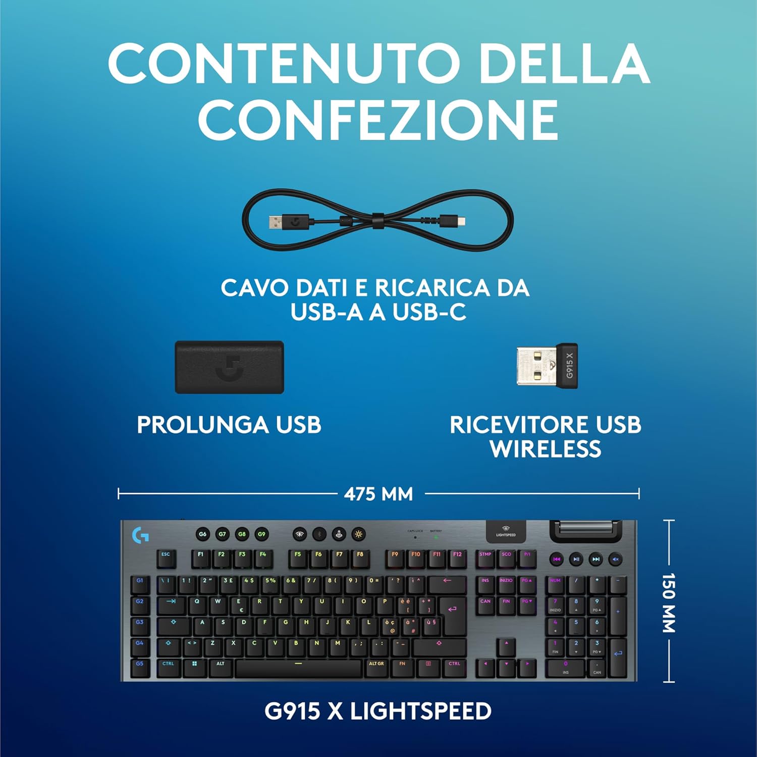 G915 X LIGHTSPEED Tastiera gaming wireless a profilo ribassato - Tastiera gaming - Immagine 9