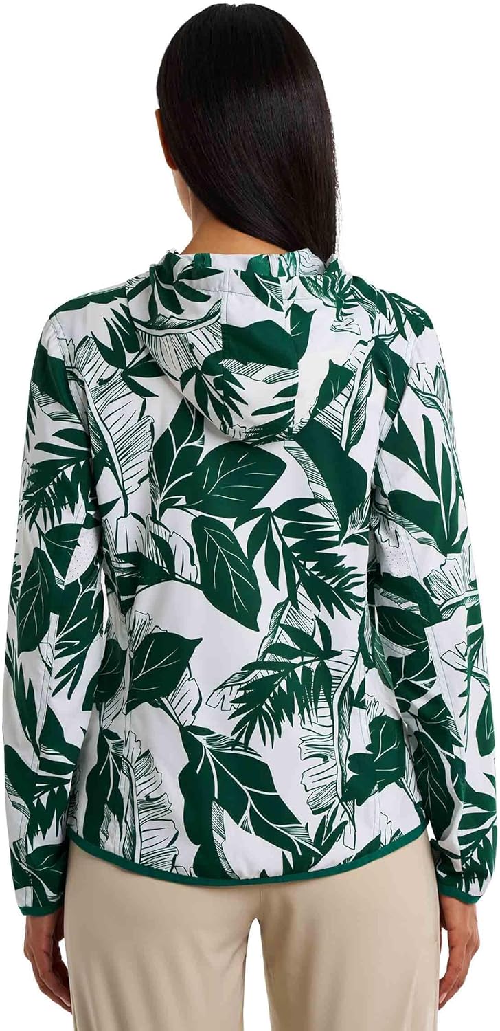 Coolibar Women's Packable Jacket - UPF 50+ Sun Protection - Arcadian in Eden Green Palm Paradise