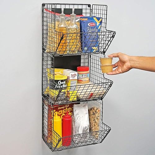 Miniatura 6 de Estante de almacenamiento de metal de tres niveles - Estantes montados para la organización del hogar y la oficina