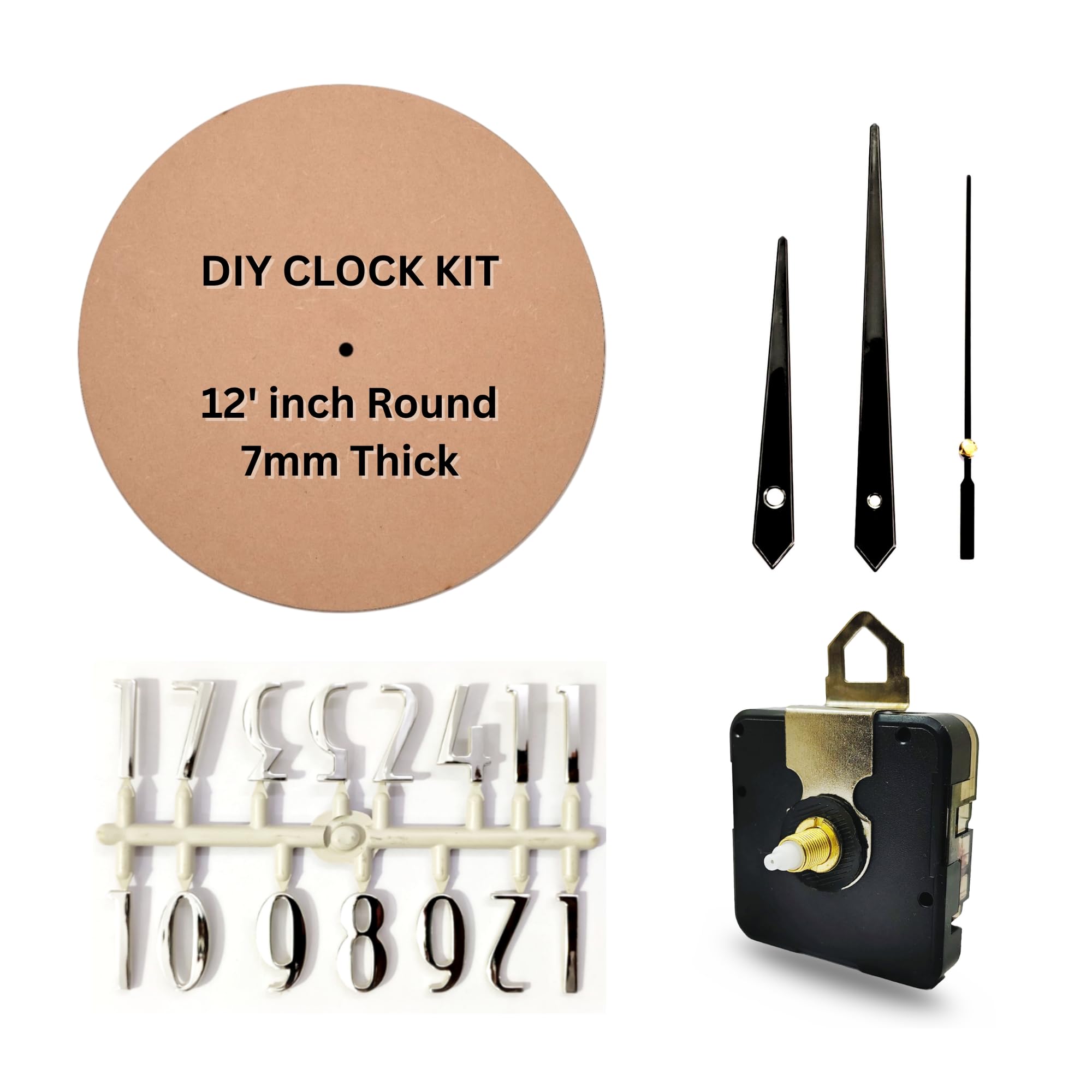 Epoxy Fusion 12'inch Resin Wall Clock (7.5mm) MDF DIY kit, Quartz Set for Resin Wall Clock, Painting, Wood Sheet Craft, Alcohol Ink Art, Fluid Art & Other Decoration SPG (SP12/GOLD)-image-19