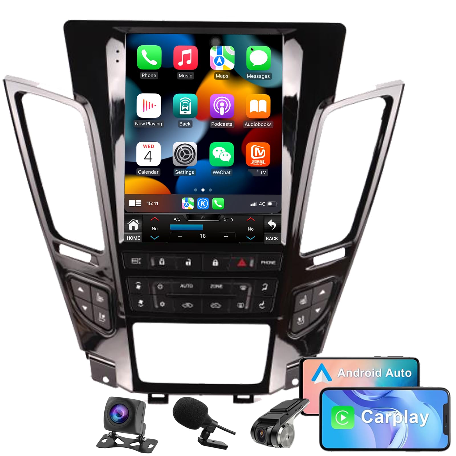 HoeeNilsa Android 14 Car Stereo Radio for Cadillac CTS 2007-2012 GPS Navigation with DSP in Dash Headunit Multimedia Player 9.7-Inch IPS Touchscreen