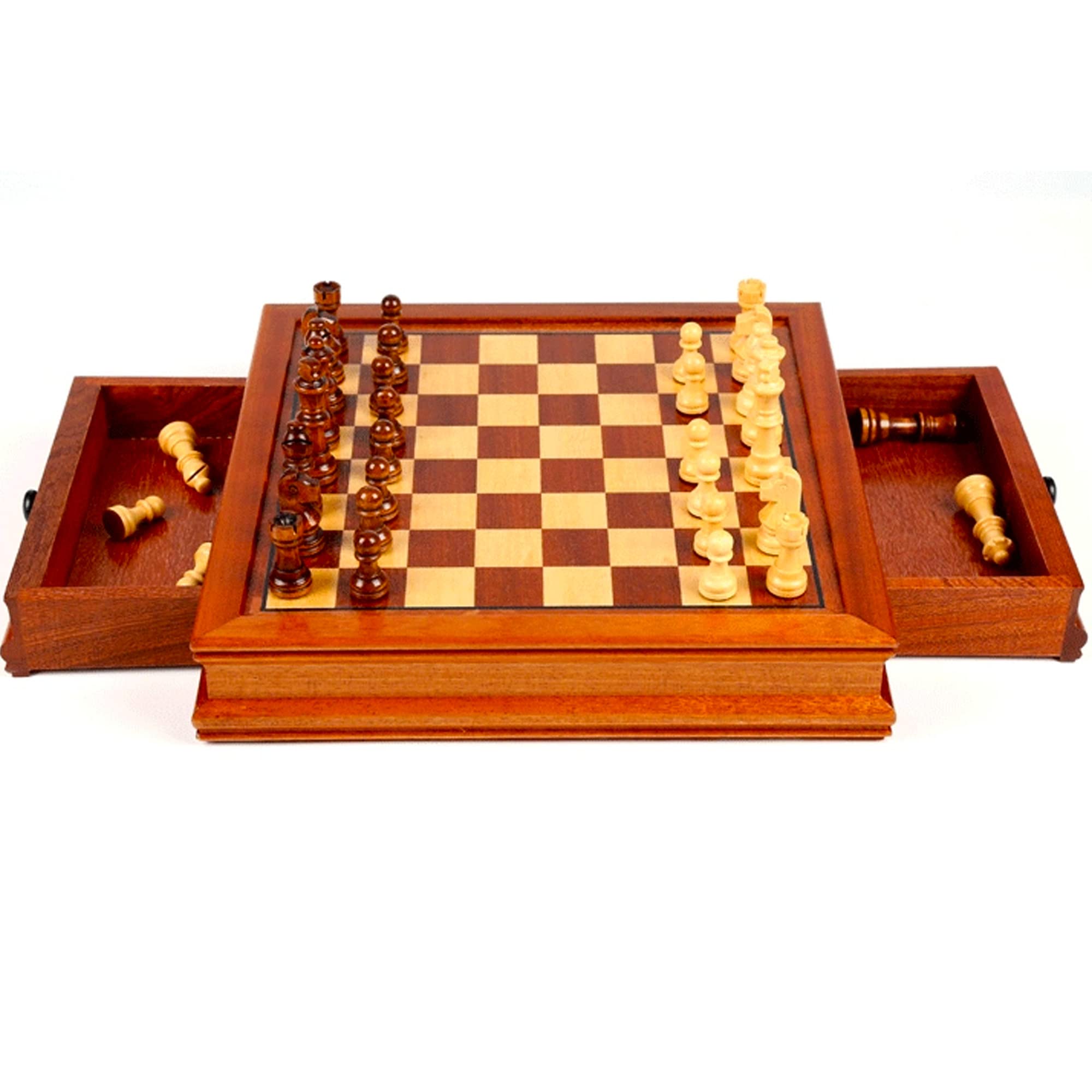 Juego de Ajedrez con Tablero Magnético, Cajón, Ajedrez Mediano Dos en uno, Madera Maciza magnética, Regalo Decorativo