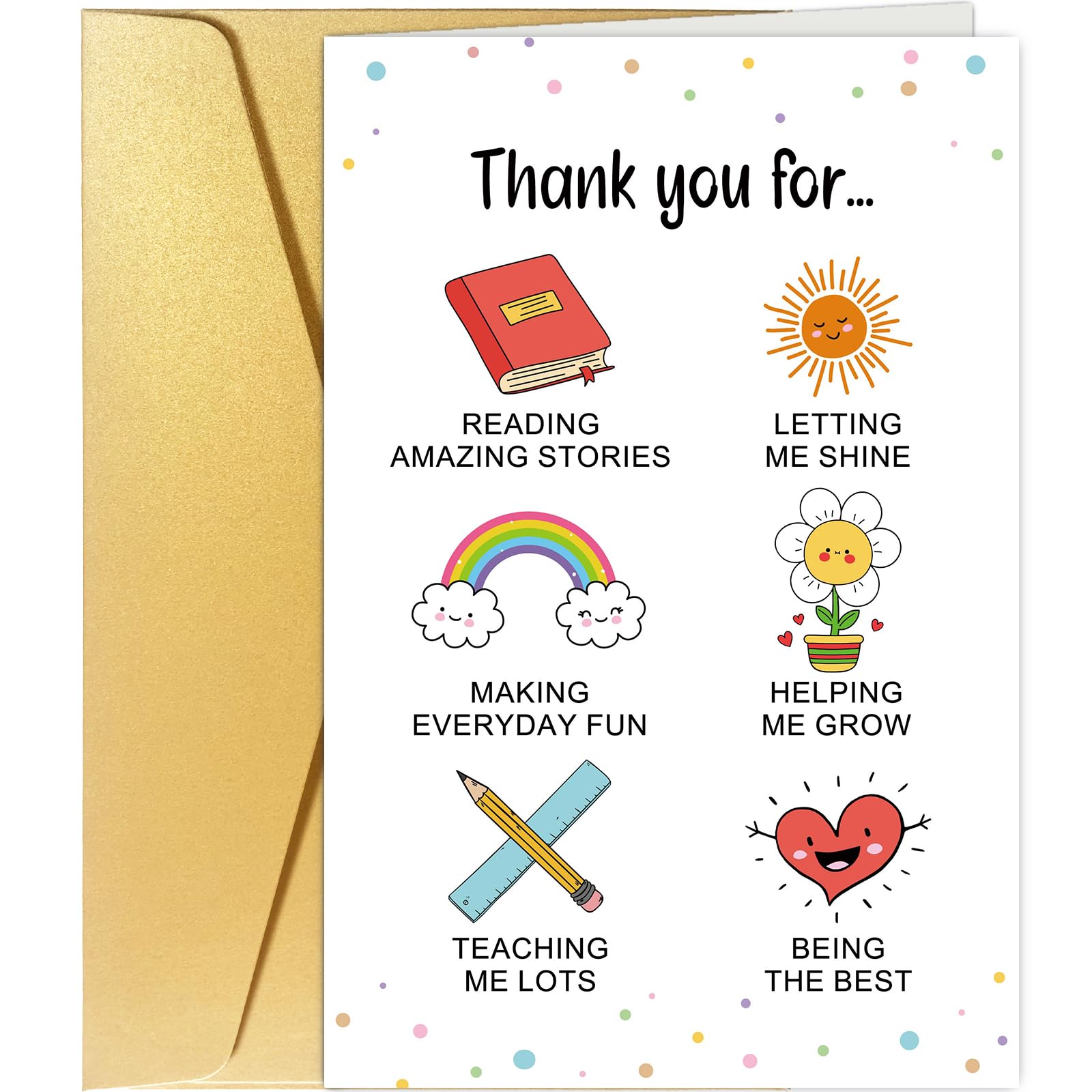 Spercy Teacher Appreciation Card, Cute Teacher Thank You Card, Thank You Gifts from Students School Kids, End of Term Gift