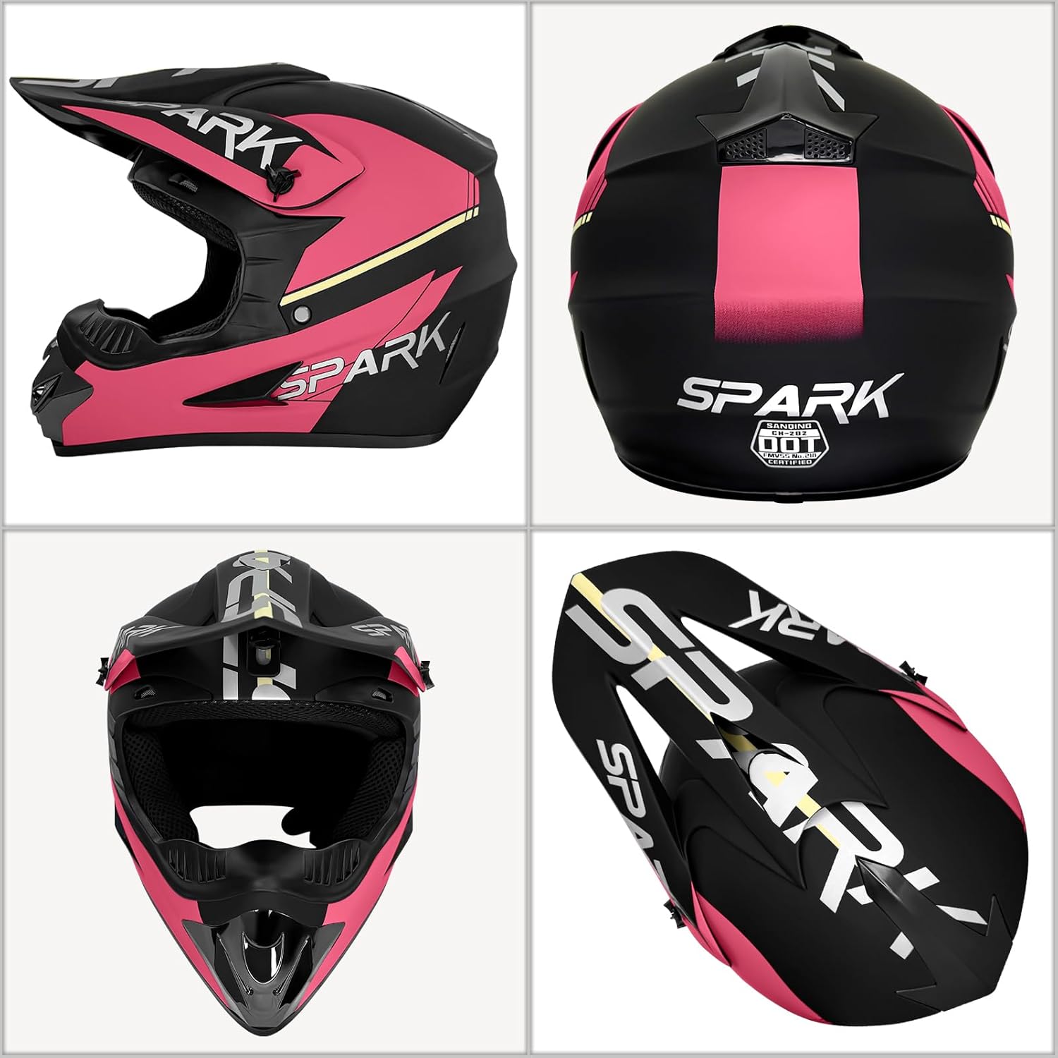Youth Dirt Bike Helmets DOT Approved Fashion Kids Motocross, ATV, Off-Road, Four Wheelers, BMX Motorcycle Bike Helmets (Goggles Gloves Faceshield)