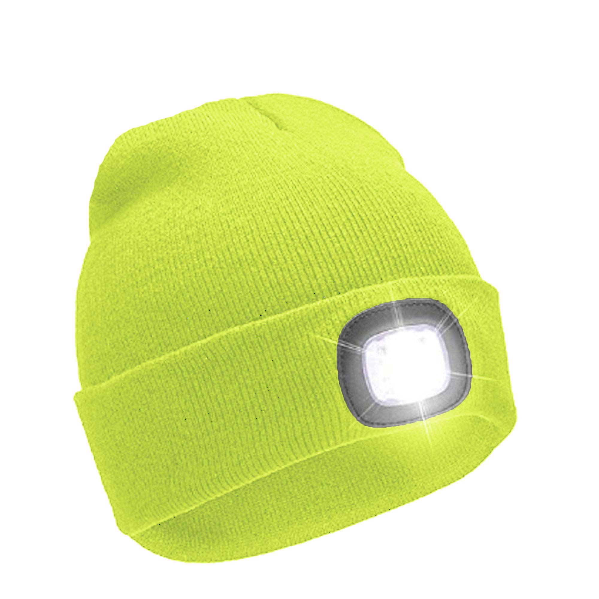 Rockjock Men's Fluo Ladies Kids Long Lasting Warm Led Light Beanie Hat 3 Brightness Options For Camping, Walking, Running, Cycling
