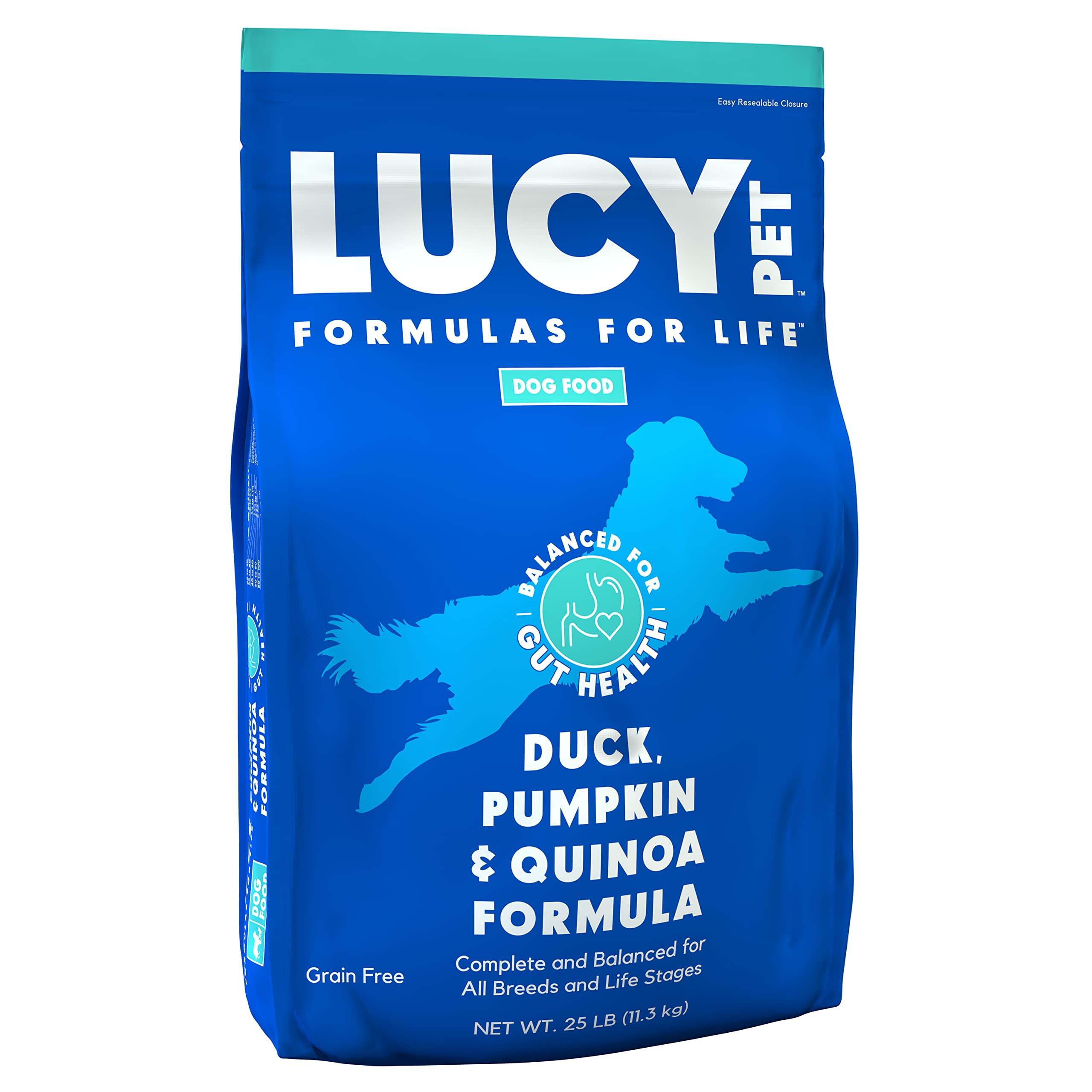 Lucy Pet ProductsFormulas for Life Duck, Pumpkin & Quinoa Dry Dog Food, All Life Stages, Digestive Health, Sensitive Stomach and Skin, 25lb bag