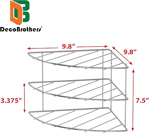 Miniatura 3 de DecoBros Organizador esquinero de 3 repisas - cromo