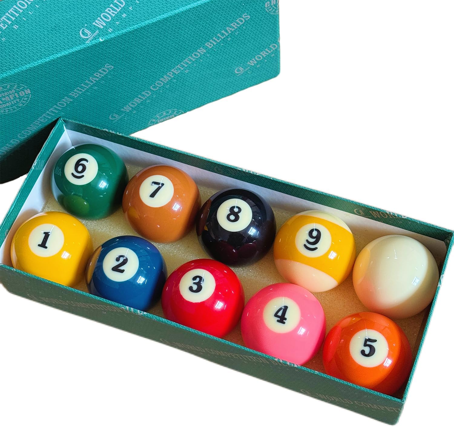 Billiard Nine-Ball,Standard Set 10 Pool Table Balls, 2-1/4 inch Billiard Cue Ball Set Professional Pool Table Accessories