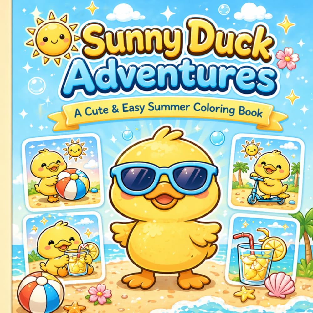 Sunny Duck Adventures: A Cute & Easy Summer Coloring Book