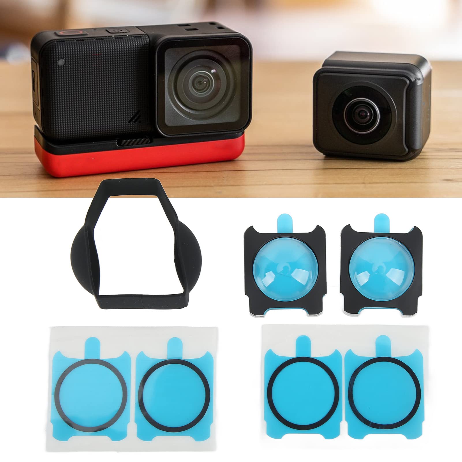 Juego de Pantalla de Espejo Protector Panorámico Adhesivo para Lentes de Cámara para Cámara de Acción Insta360 One R RS
