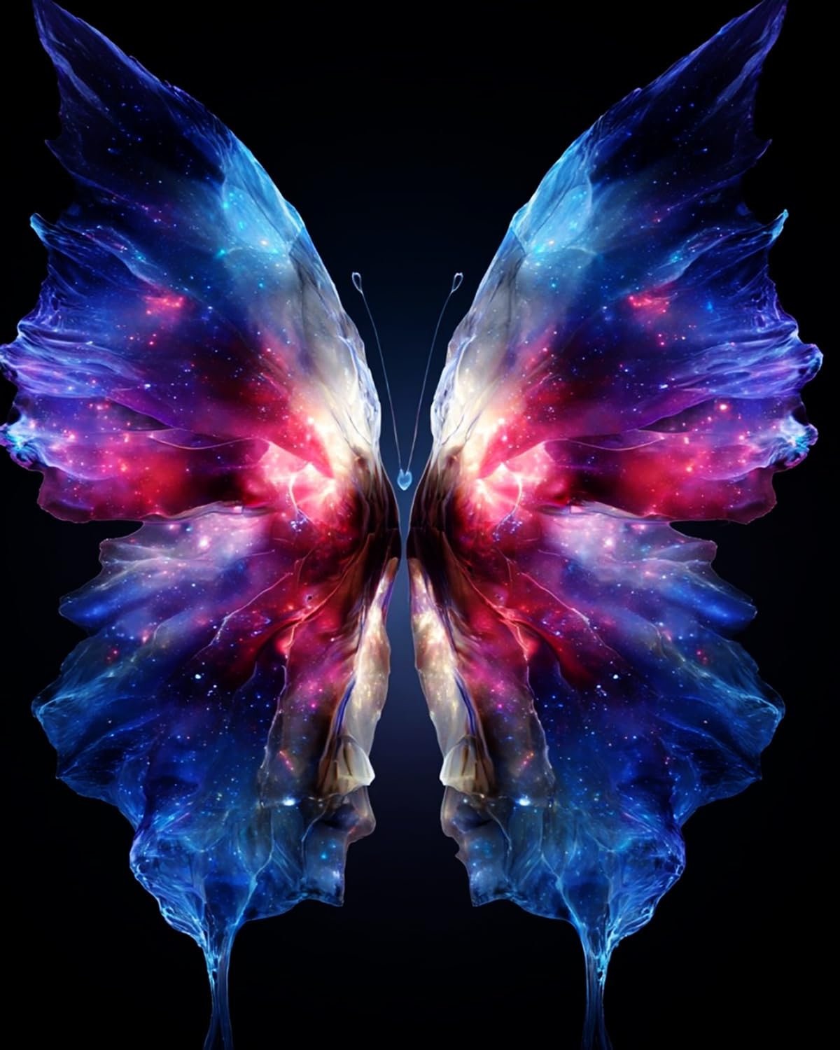 Liubaishi Black Paint By Numbers For Adults, Galaxy Butterfly Wings, 40X50 Cm Acrylic Canvas Kit With Brushes And Paints