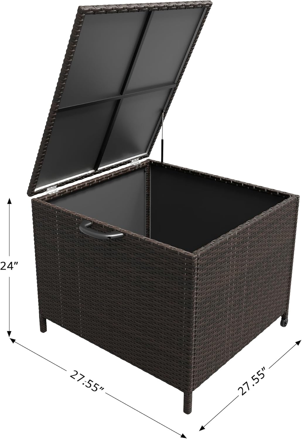 Outdoor Storage Deck Box, 80 gal Rattan Patio Furniture Storage Bins with Lid, Waterproof Outside Organizer Cabinet with Wheels and Handle for Cushions, Patio Furniture, Garden Tools
