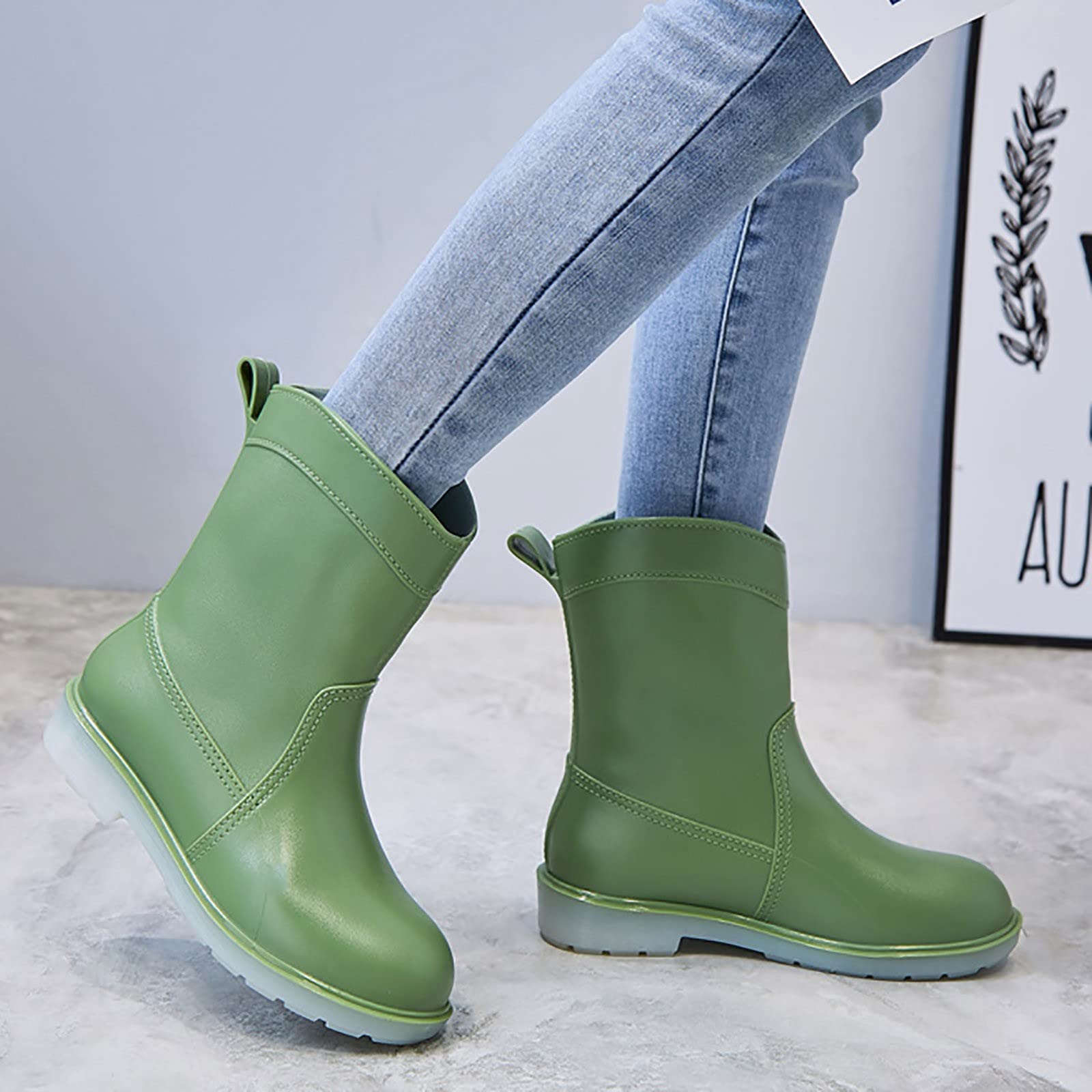 Escarpines Mujer Agua Botas de Lluvia para Mujer, Resistentes, Antideslizantes, Impermeables, Antideslizantes, de plástico, Zapatos de Lluvia de Cemento, Botines de Lluvia Escarpines