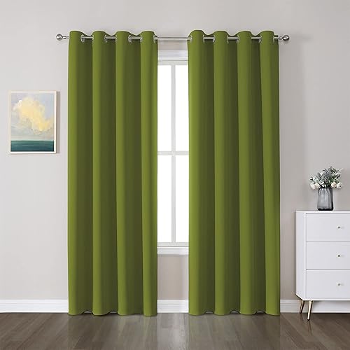 Miniatura 32 de CUCRAF Cortinas opacas de 84 pulgadas de largo, juego de 2 paneles para dormitorio, cortina con bolsillo para barra negro que oscurece la habitación