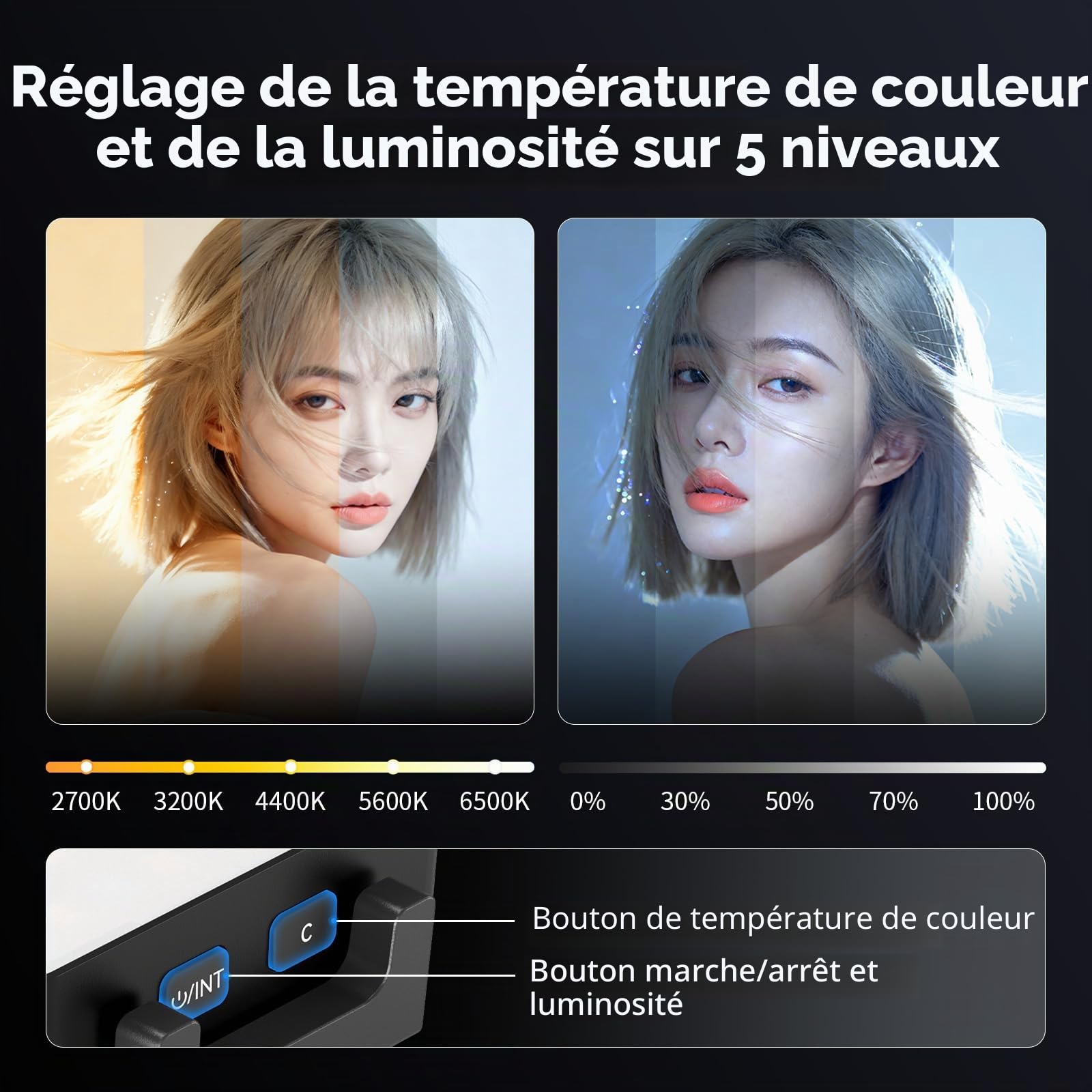 SMALLRIG Éclairage vidéo LED RGBWW pour DJI Osmo Pocket 4/3, avec Batterie 650 mAh, CCT et RGB 2700K-6500K, Orientation 360°, Idéal pour Les Selfies, Vlogs, Créateurs de Contenu - 5745