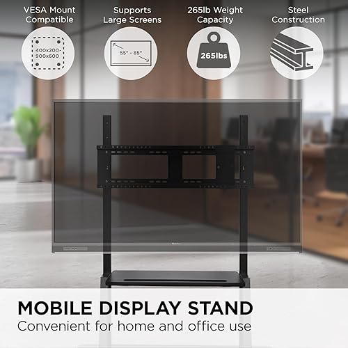 Miniatura 2 de ViewSonic VB-STND-001 - Carrito de exhibición universal para pantallas de 55 a 86 pulgadas de hasta 265 libras, patrón VESA compatible con 400x200 a