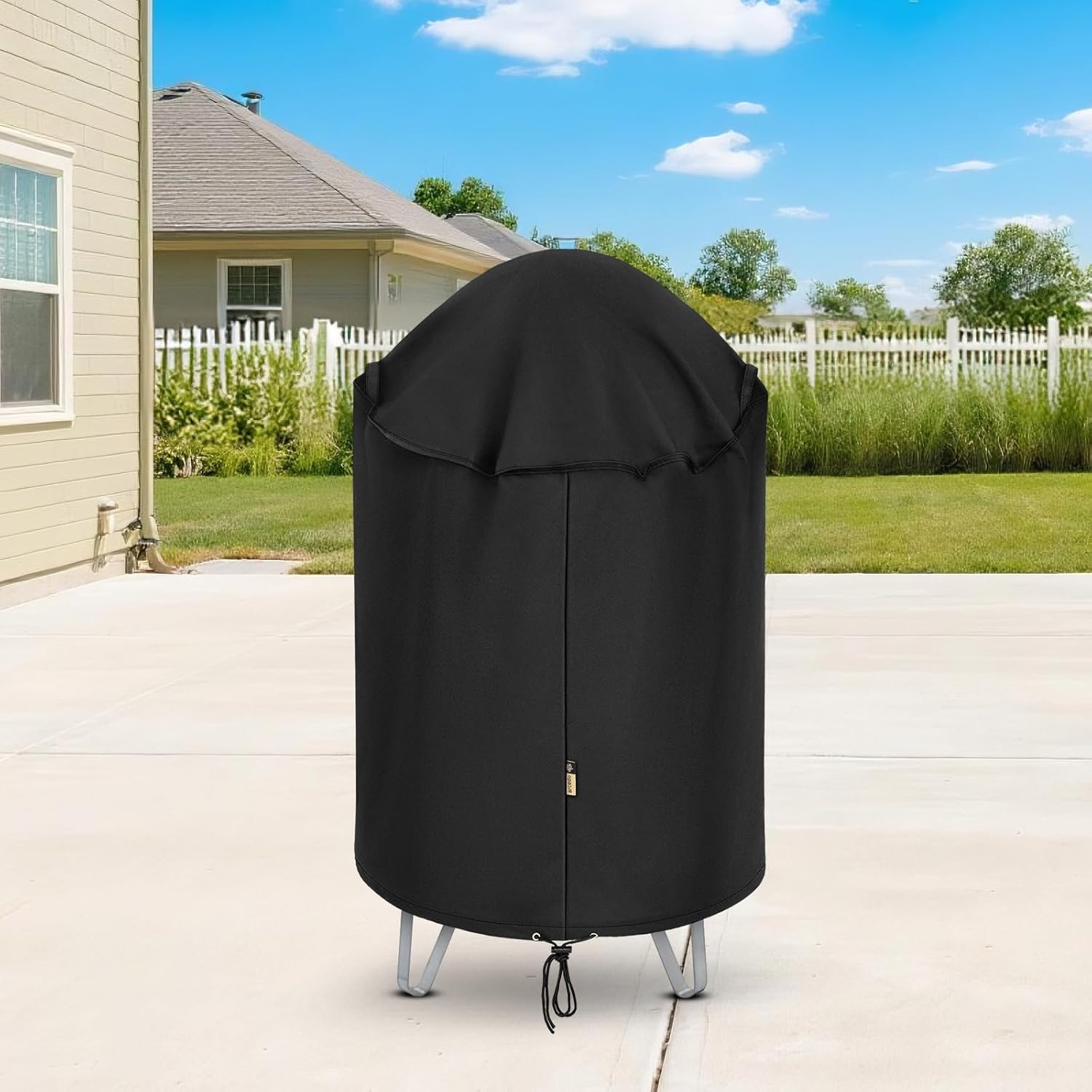 Arcedo Round Bullet Smoker Cover for Outside 30 Inch, Vertical Charcoal Kettle Joe Smoker Cover, Outdoor Electric Grill Dome Cover Heavy Duty Waterproof Compatible with Wber Charbroil Cuisinart
