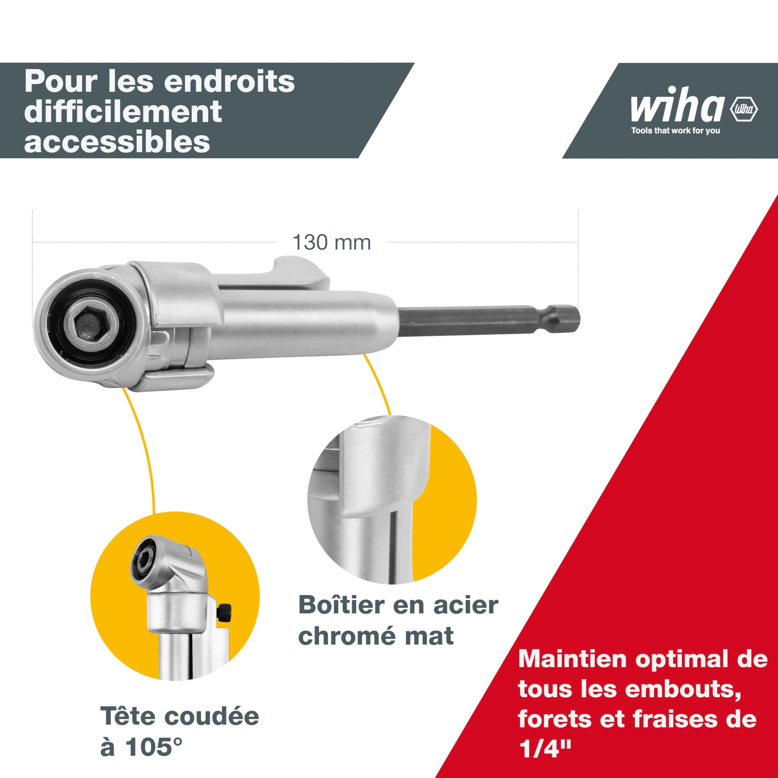 Wiha SB24629 Visseuse coudée Tête à 105° 1/4 x 1/4 (Import Allemagne)