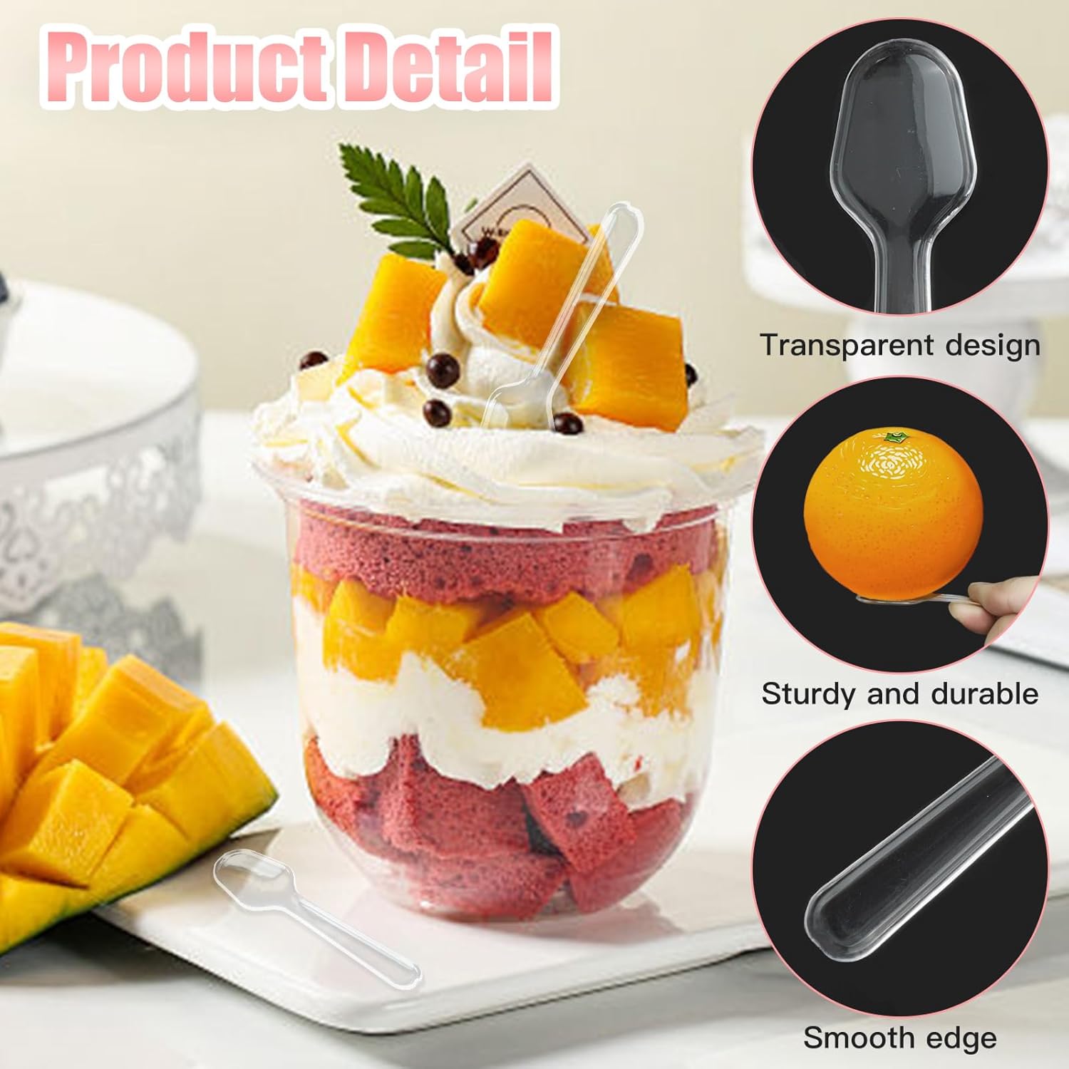 Mini Spoons for Derts, Clear Plastic Small Tasting Spoons, Disposable