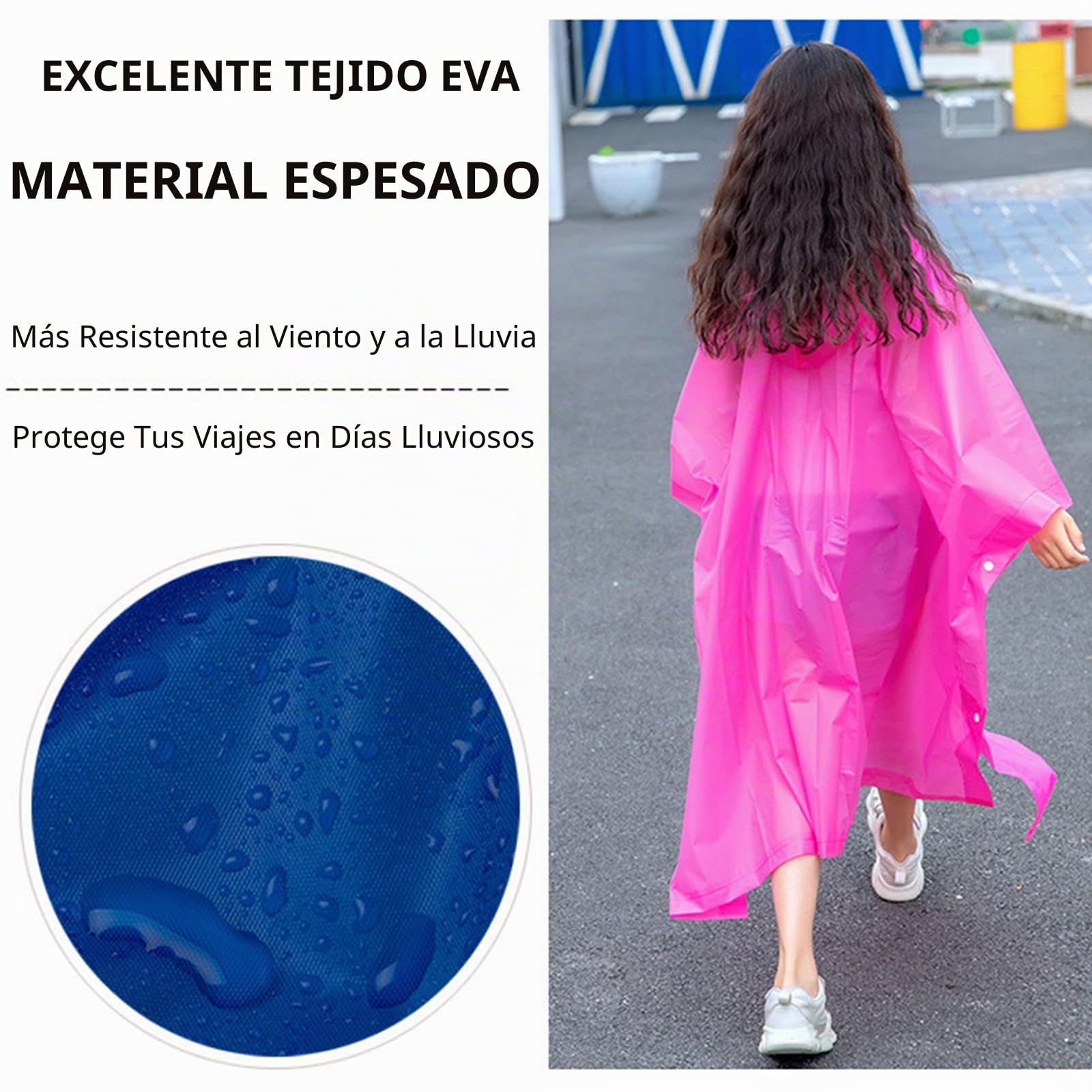 flintronic Poncho De Lluvia Para Niños, Poncho Impermeable Suficiente Espacio Mochilas Niños Niñas, Ligero Reutilizable, Eva Chubasquero Con Capucha Y Botones Para Escuela Senderismo Ciclismo Viajes
