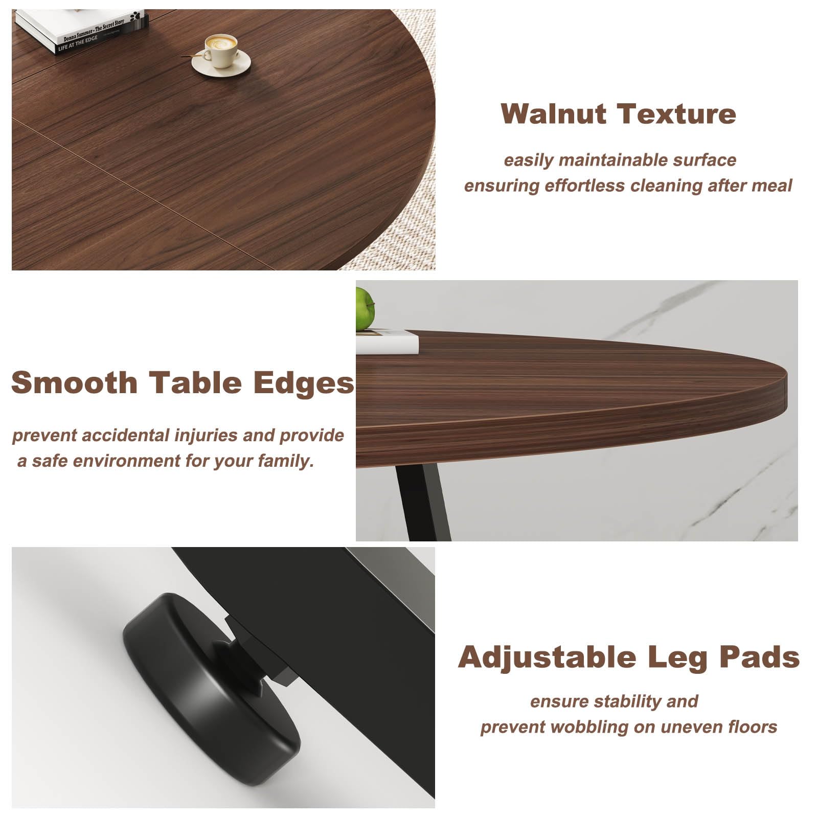 LVB Runder Esstisch Esszimmertisch für 4 bis 6 Personen Küchentisch 130cm Esstische Rund aus Holz Moderne Industrial Design Runder Tisch für Esszimmer Küche Wohnzimmer, Walnuss