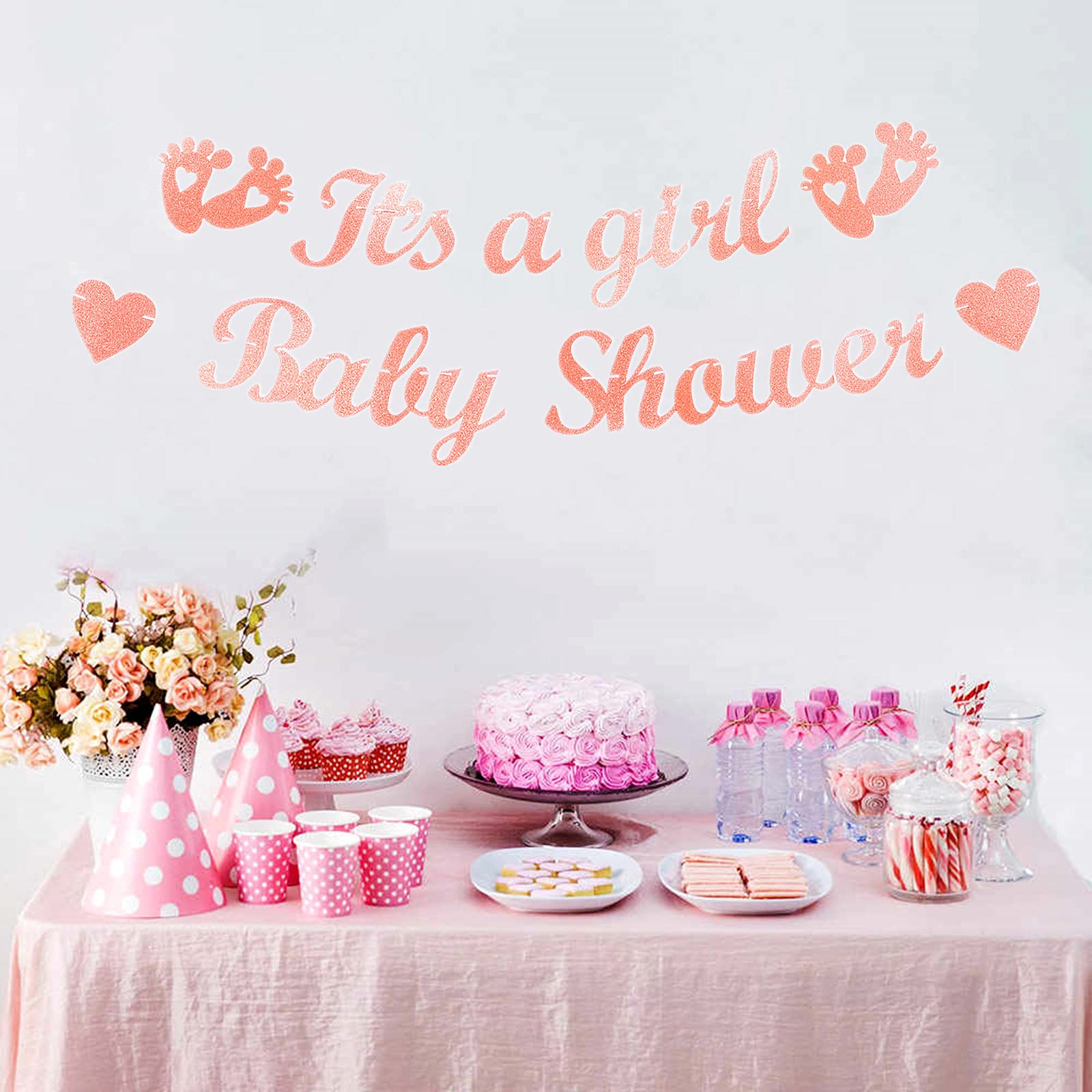 Ghirlanda Decorativa Baby Showers 'It's A Girl' - Banner Per Rivelazione Genere, Con Corde E Ago - Foto 3