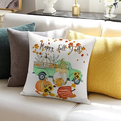 Miniatura 6 de Pumpkin Maple Leaf Gnome Truck Harvest Cojines Decorativos para Sala 18x18 Happy Fall Yall Cushion Covers Square Pillow Covers Decorative Throw
