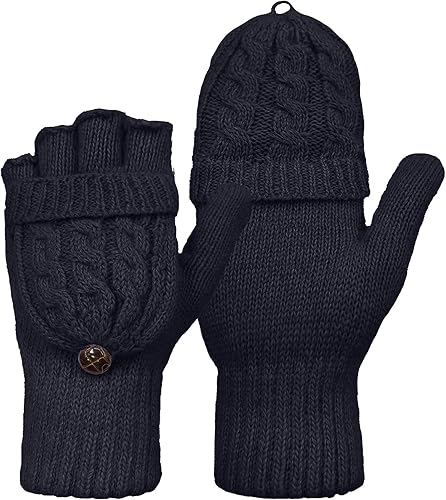 Guantes de invierno cálidos de lana para mujer Beurlike convertible a manoplas sin dedos