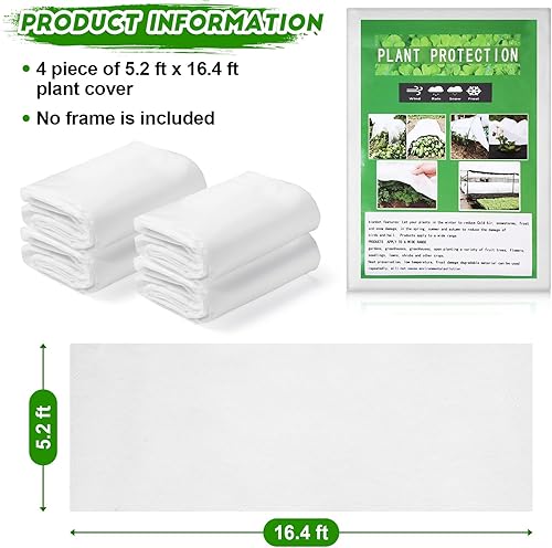 Miniatura 2 de Paquete de 4 cubiertas para plantas, protección contra la congelación, tela gruesa contra heladas, cubierta flotante para plantas de invierno y