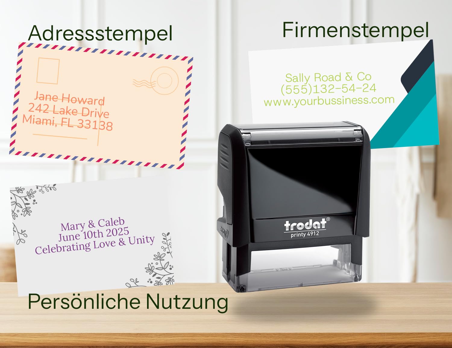 Stamp by Me – Stempel Personalisiert | Firmenstempel mit Text Schwarz | Langlebiger Selbstfärbender Adressstempel | Personalisierter Namensstempel 58x22 mm, Max. 5 Zeilen | Nachfüllbares Stempelkissen