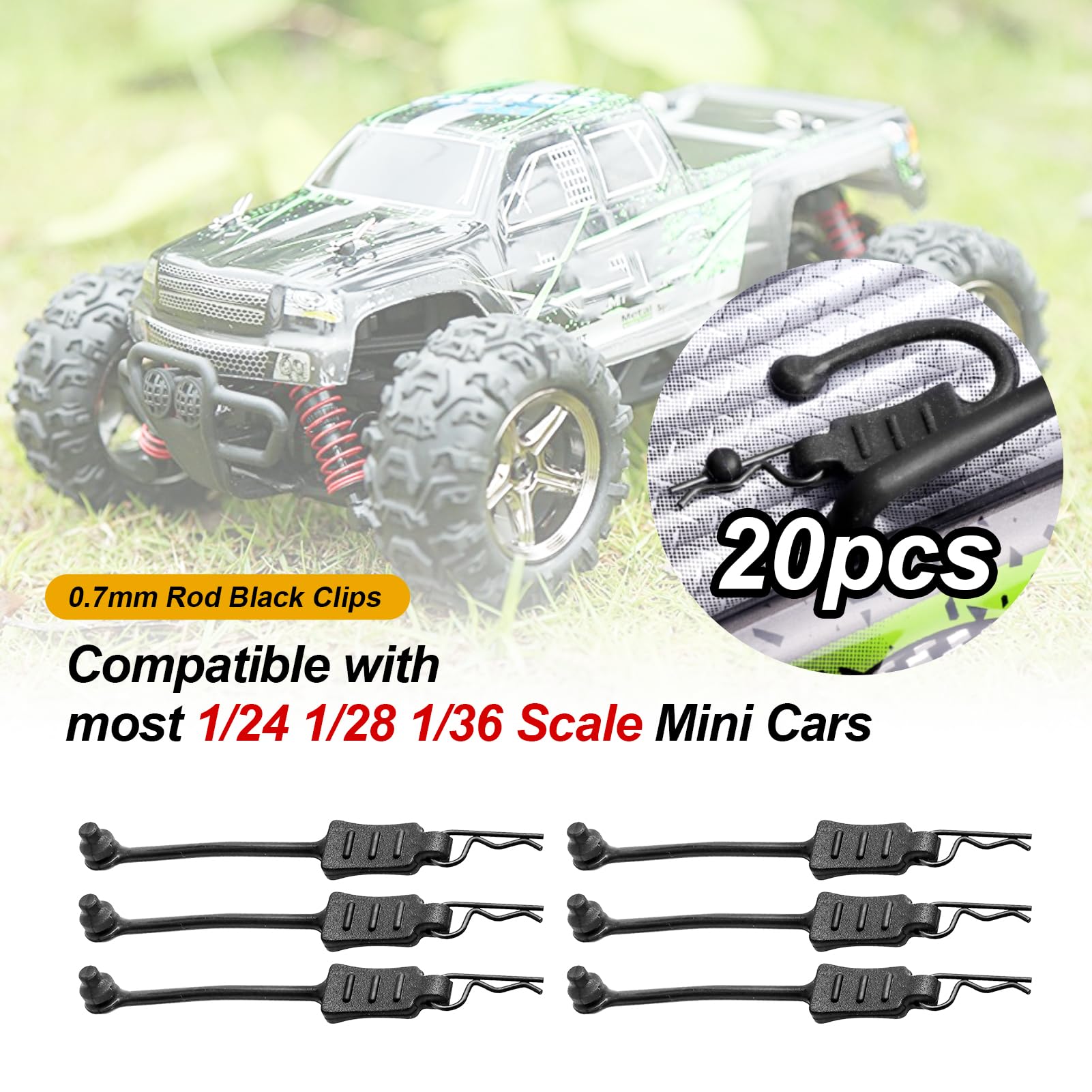 100pcs Mini Body Clips R Pins For 1/24-1/36 RC Cars - Compatible With Axial SCX24, Deadbolt
