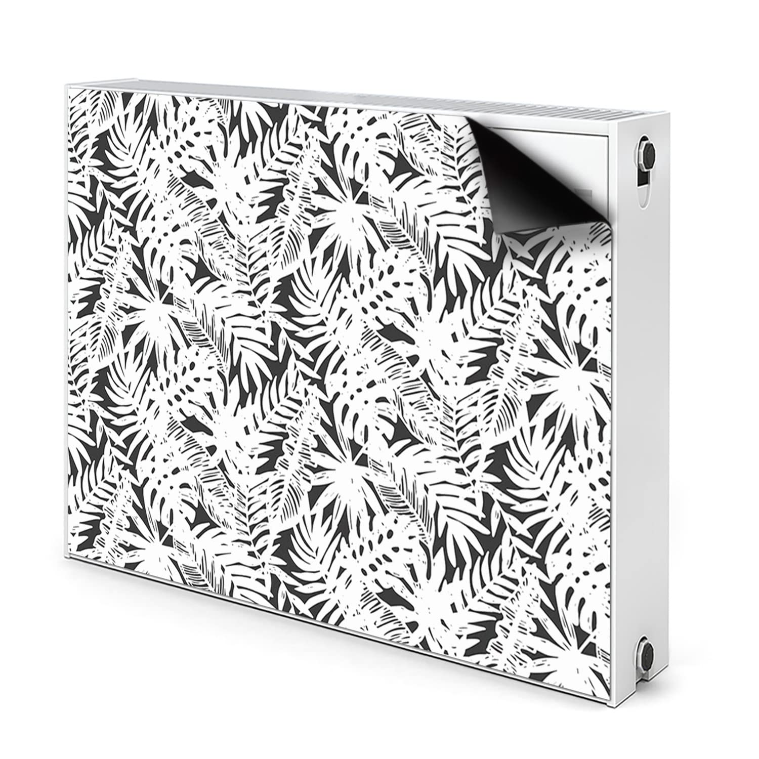 Cache radiateur blanc 80x60cm panneau magnétique décoratif feuilles