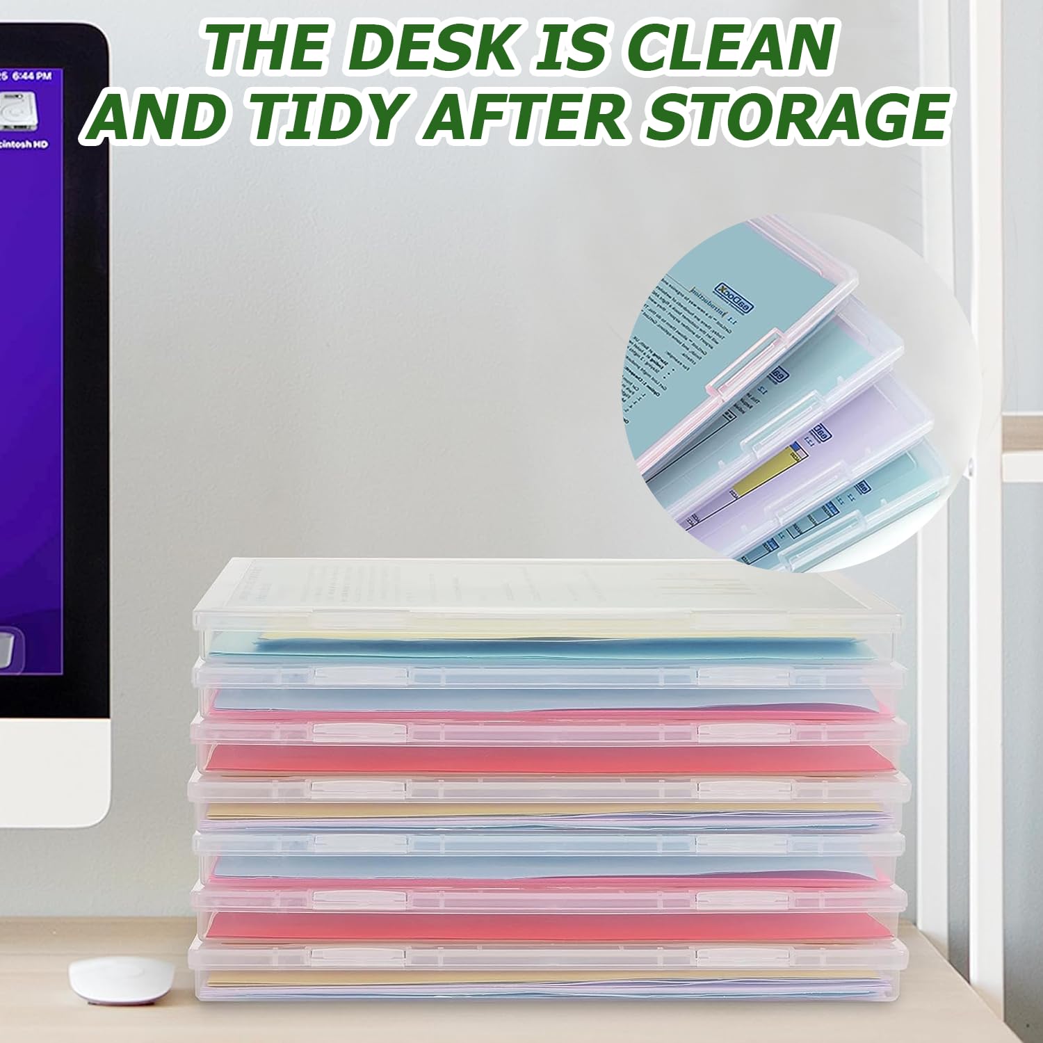 4 Scatole Portaoggetti Trasparenti A4 - Organizer Impilabile Per Documenti, Lettere, Riviste