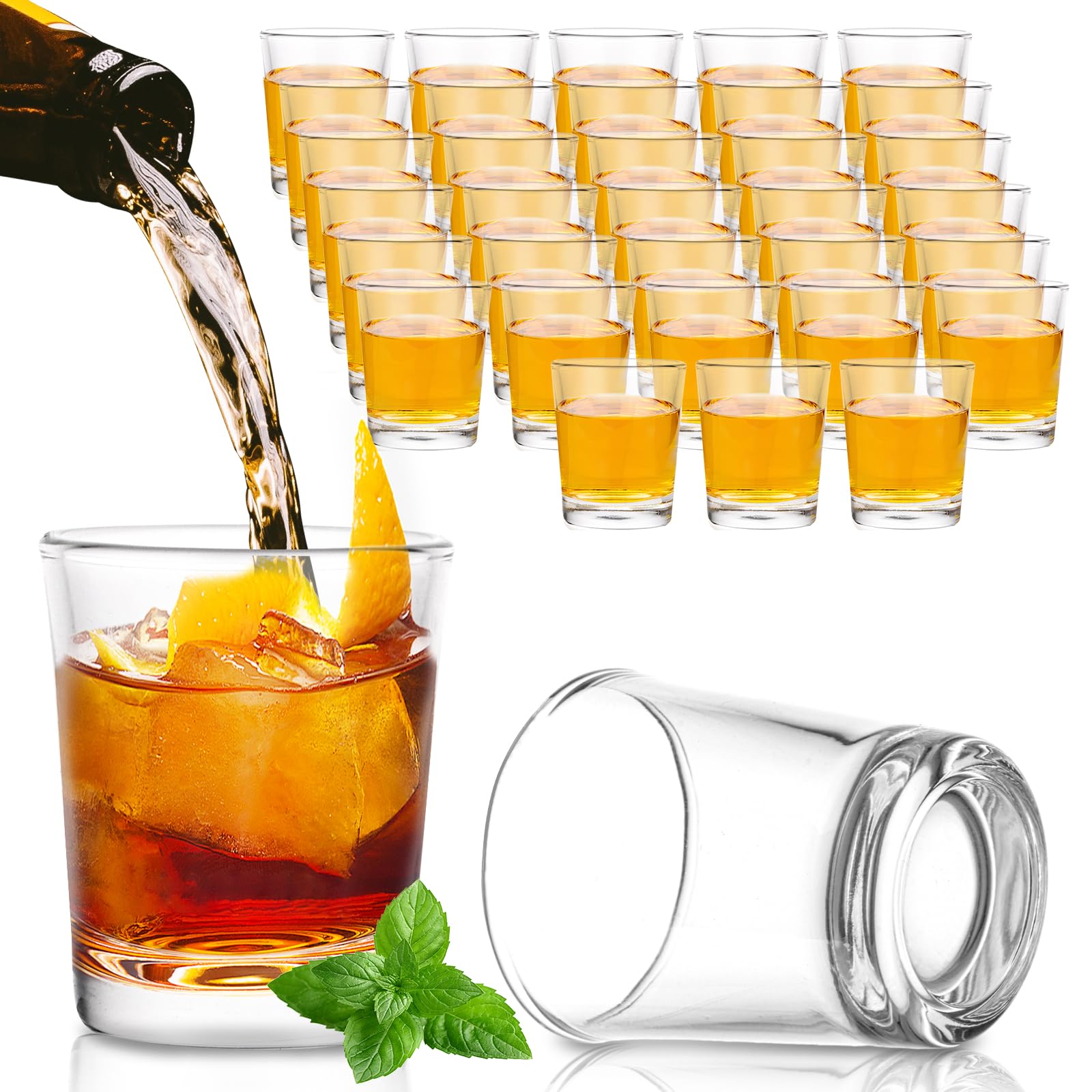 Lot De 36 Verres à Liqueur 25 Ml - Verres Shot Transparent Classiques 2,5 Cl