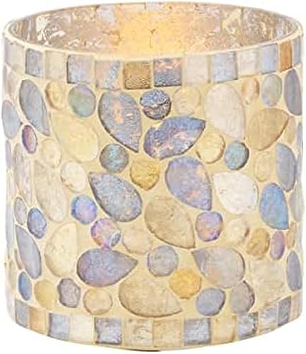 Elements Soporte votivo de mosaico de vidrio de 4x4x4 pulgadas, muestra cera o vela sin llama