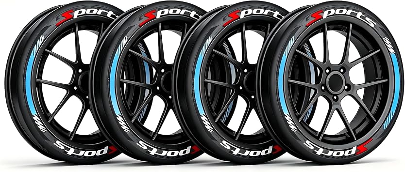 Set of 4 tyre stickers sport car stickers for tyre sidewall blue