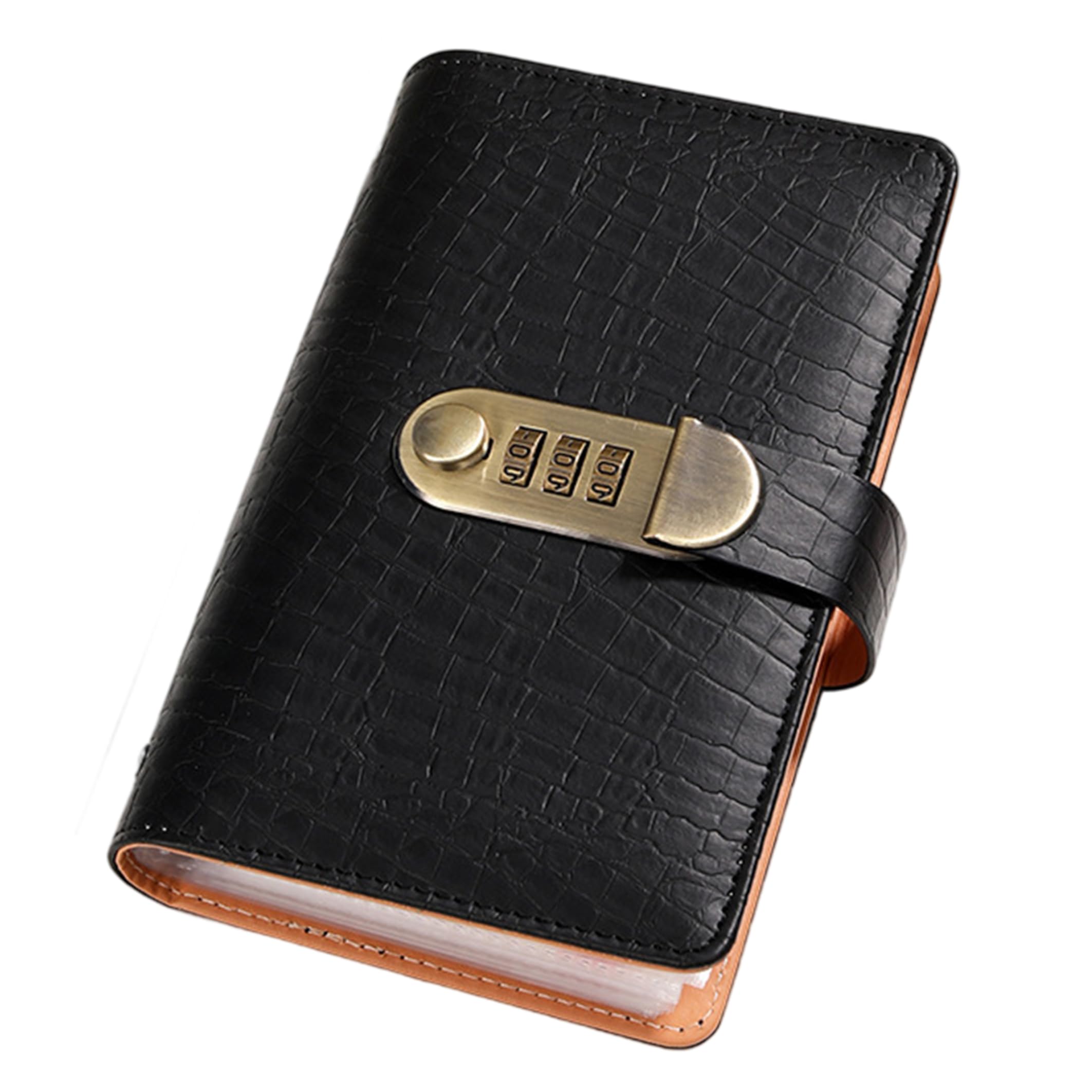 A6 Savings Notebook with Lock PU Leather Money Saving Binder, Black Savings Challenge Book Budgeting Book Money Saving