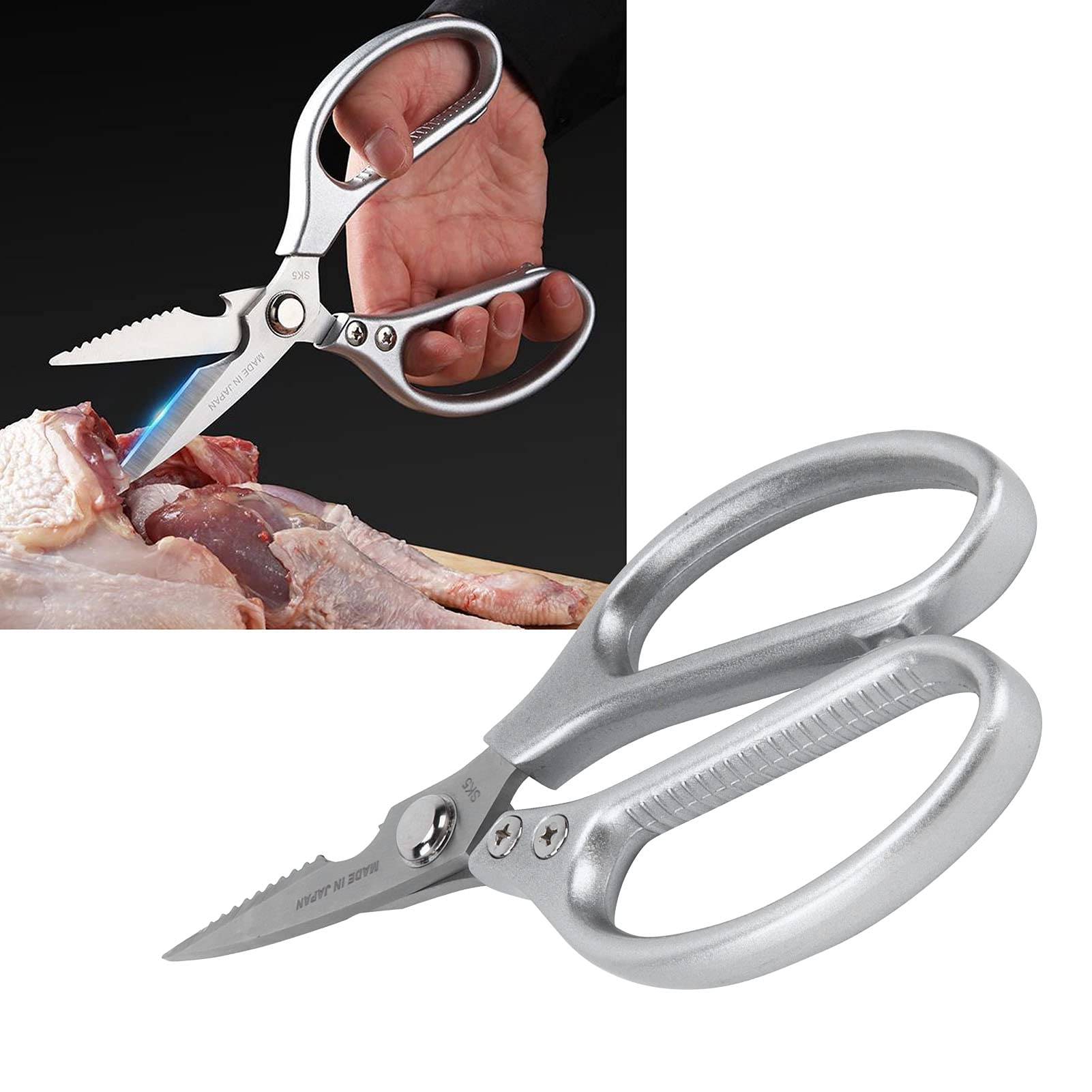 Ciseaux De Cuisine Robustes En Acier Carbone - Pour Découper Poulet, Os, Volaille, Légumes - Ciseaux Culinaires Polyvalents - 4