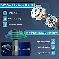 Vista 4 de Micrófono inalámbrico RICCHI para iPhone, iPad y teléfono Android, 2 piezas de micrófonos mini profesionales Plug-Play con clip para vlogging