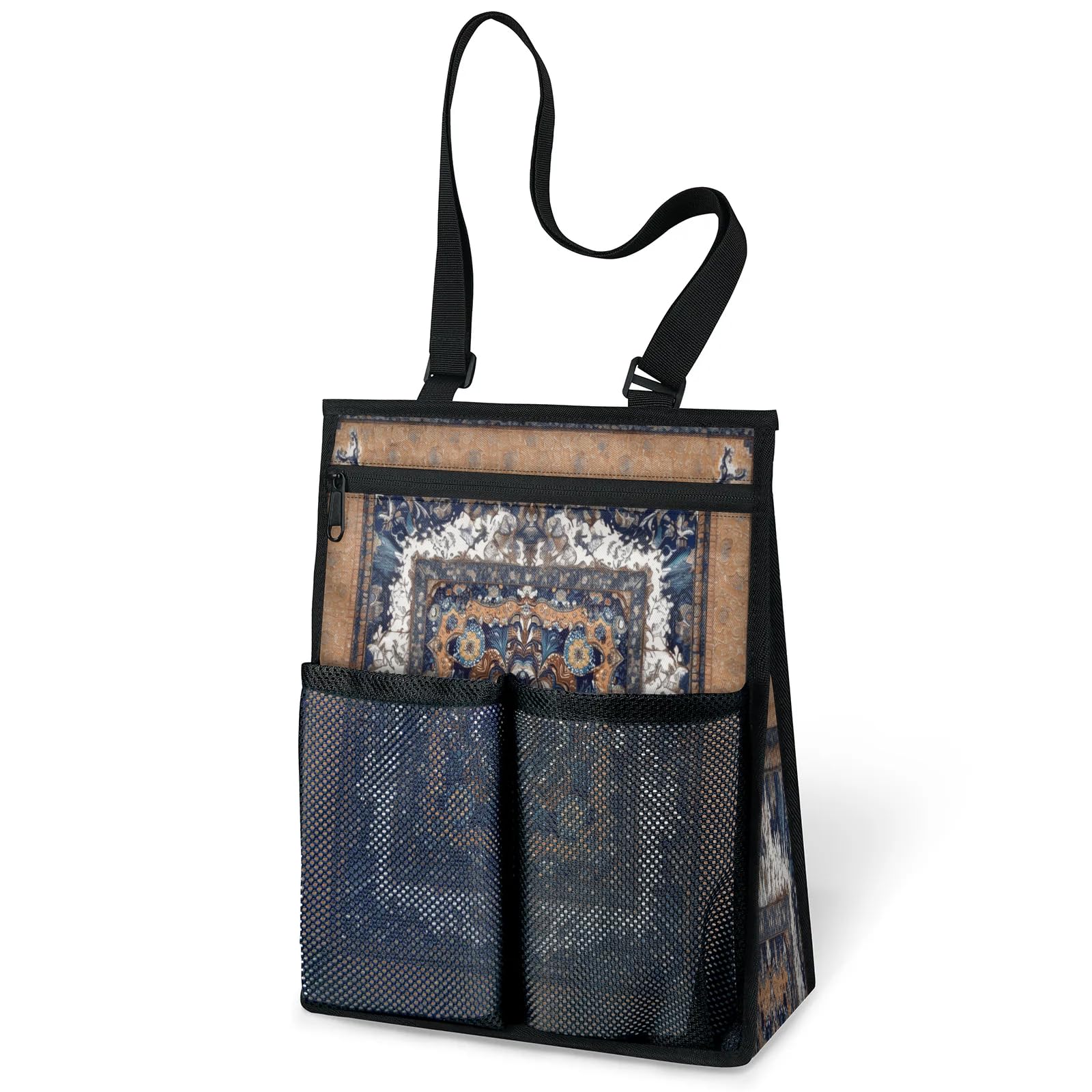 Ourtheme Ethnic Art Boho Portable Shower Bag for Travel Gym Camp Beach Tote Shower Caddy Bags Hanging Toiletry
