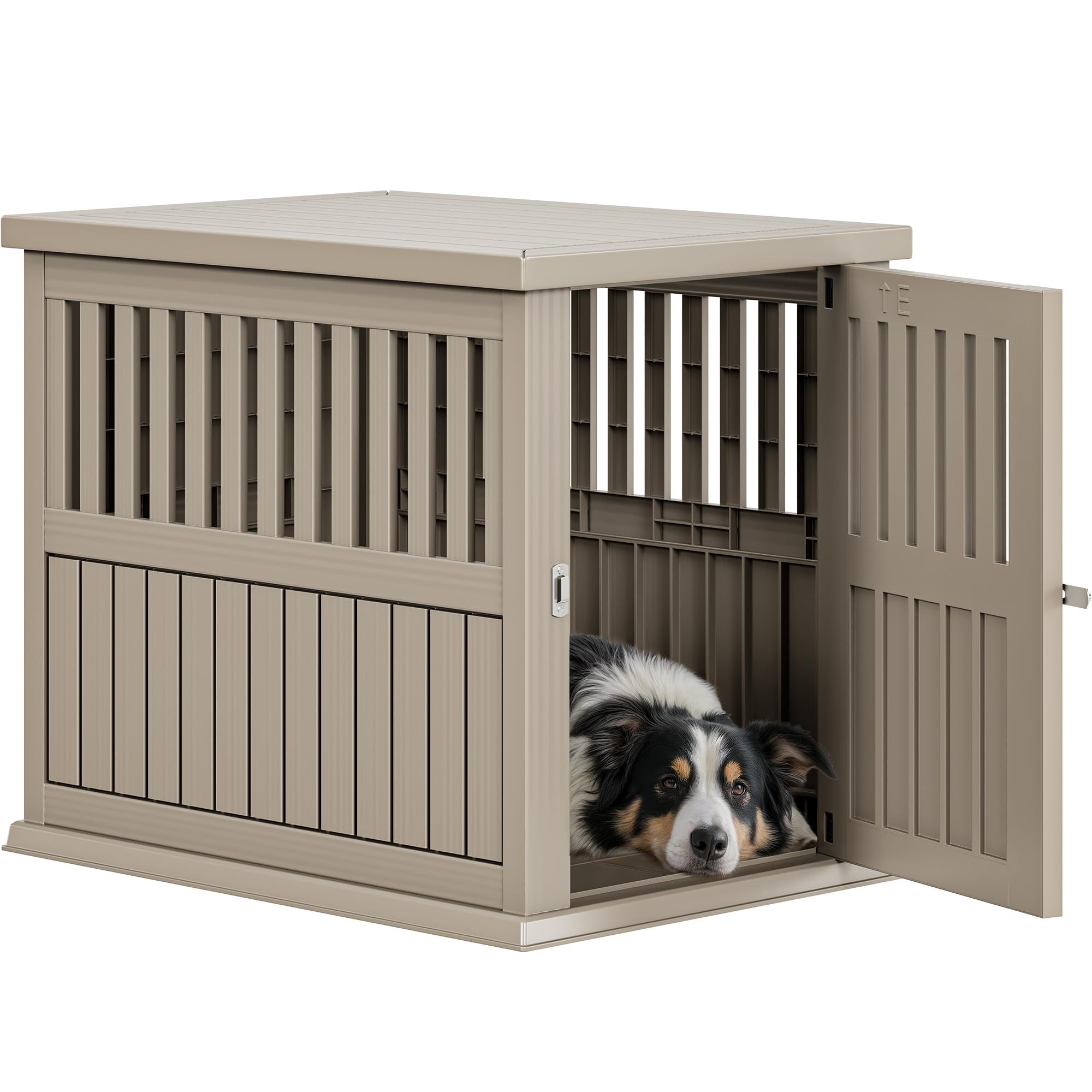 YITAHOME Plastic Dog Crate, Furniture-Style Nightstand & Side Table, Waterproof Indoor Kennel for Small to Medium Dogs, Black - image 8