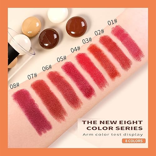 Miniatura 6 de Juego de lápices labiales de chocolate, 8 colores lindos e impermeables, mate, mate, mini cápsulas, juego de lápiz labial de terciopelo, mini