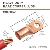 Vista 105 de SELTERM - 2 terminales de anillo resistentes para cable de batería, calibre 4 AWG, pernos de 3/8 pulgadas, terminales de calibre 4, ojales de cobre