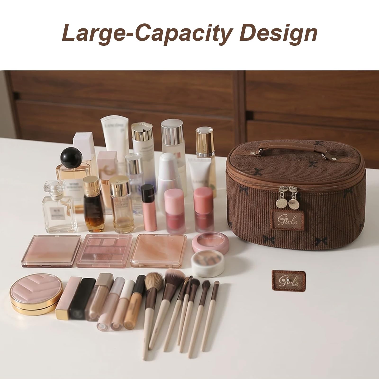 Beauty Case, Grande Capacità per Il Trucco, Pochette da Toilette per Donna, Design a Capacità Extra-Large, Struttura Rinforzata in PE, Modello a Profilo Basso