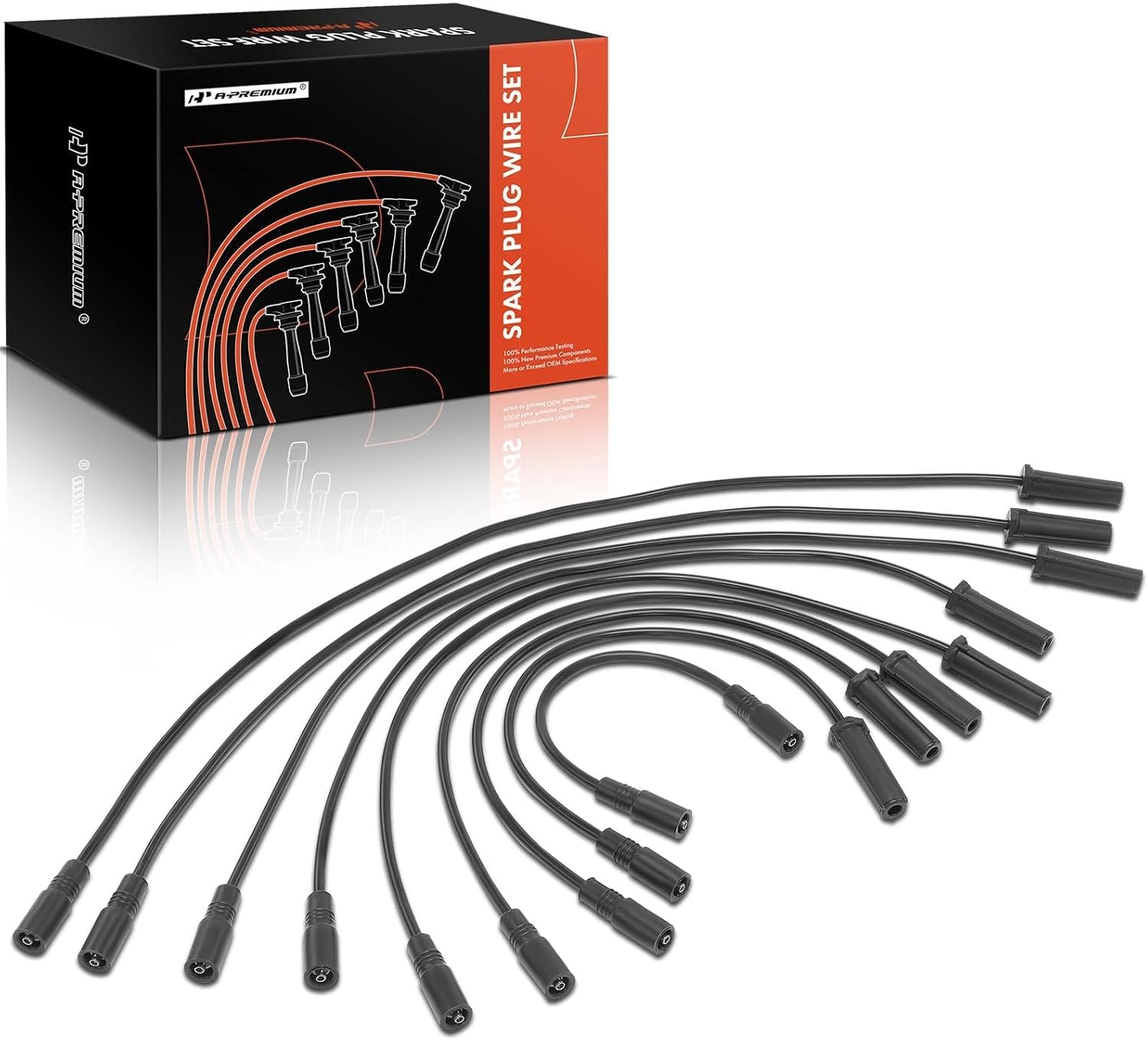 A-Premium Ignition Spark Plug Wires Set of 9 Compatible with Chevrolet & GMC models - C2500, C2500 Suburban, C3500, Express 3500, K2500, K2500 Suburban, K3500, P30, P3500, Savana 3500, 7.4L