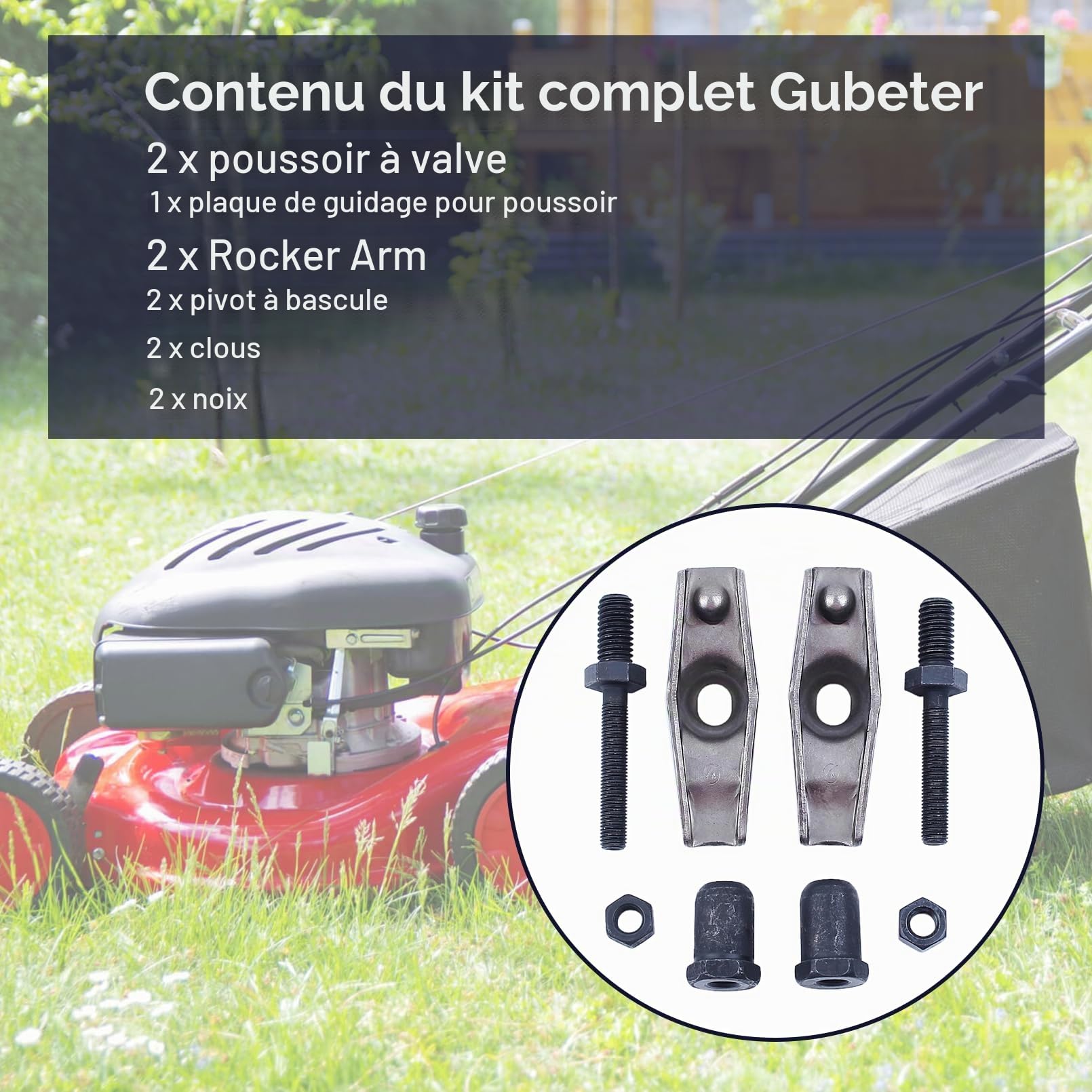 Kit de Culbuteur pour Honda GX340 GX390 11HP 13HP 188F Moteur à essence, Tige de poussée et plaque de poussée, Moteur Générateur Pompe à eau