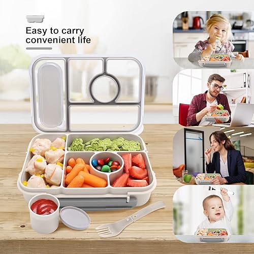 Miniatura 3 de Lonchera Bento para adultos, lonchera para niños, contenedores de almuerzo para adultosniñosniños pequeños, lonchera bento de 5 compartimentos para