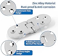 Vista 3 de 4 bisagras plegables de mesa resistentes, bisagra superior abatible para máquina de coser plateada, bisagra de bandeja de mayordomo de aleación